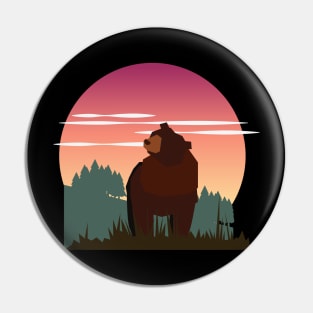 Bear in forrest with northern lights Pin