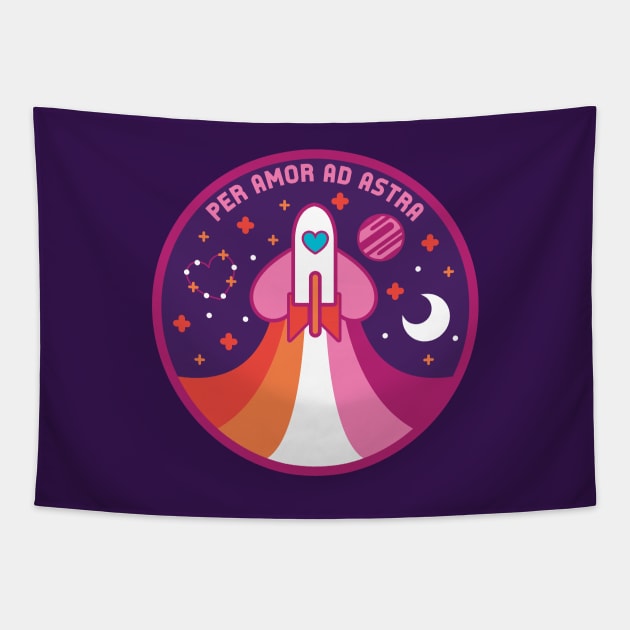 Space Pride - Lesbian Flag Tapestry by wanderingkotka