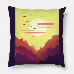 Purple sunset in the mountains Pillow