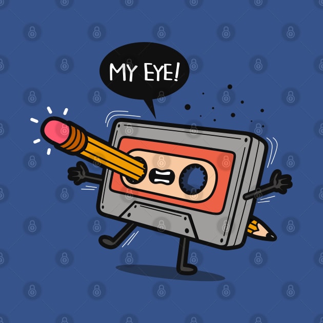 Funny Retro 80's 90's Cassette Tape Be Kind Rewind Funny Kawaii Cartoon by BoggsNicolas