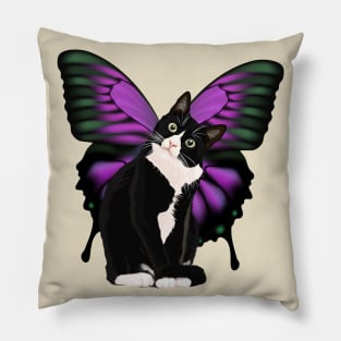 Black Fat Cat With Butterfly Wings Vol 3 Pillow