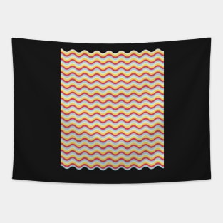 Cheerful Teal Yellow Pink White Waves of Color Tapestry