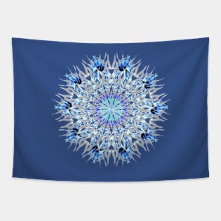 blue grey white ice flake mandala Tapestry