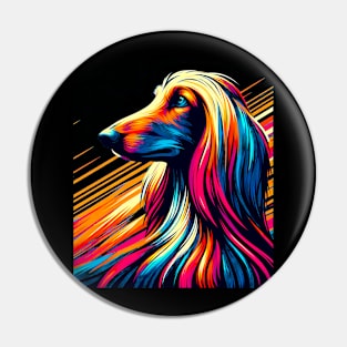 Cool Afghan Hound Colorful Dog Afghan Hound Art Pin