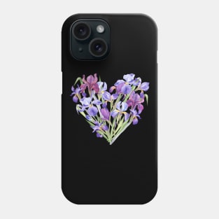 Iris Flowers Heart Phone Case