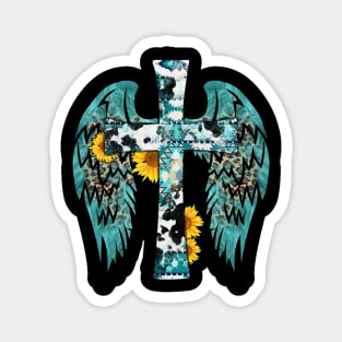 Gemstone Faith Cross Wings Design Magnet