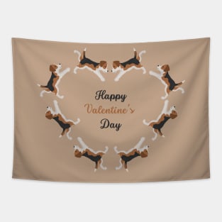 Happy Valentine's Day with Beagle Dog Heart Tapestry