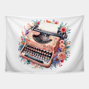 Retro Vintage Floral Typewriter Tapestry