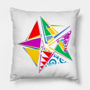 Data Art Maurer Rose | Abstract Funky Geometric Star White Pillow