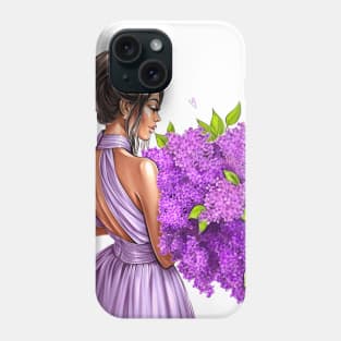 Brunette Lilac Flowers Phone Case