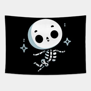 Cute Skeleton Dancing Happily | Cute Skeleton in Kawaii style | Halloween Costume Tapestry