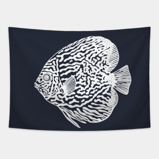 Discus Fish or Pompadour Fish - animal ink drawing Tapestry