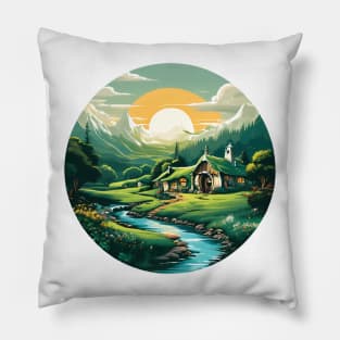 A Hobbit Hole House Pillow