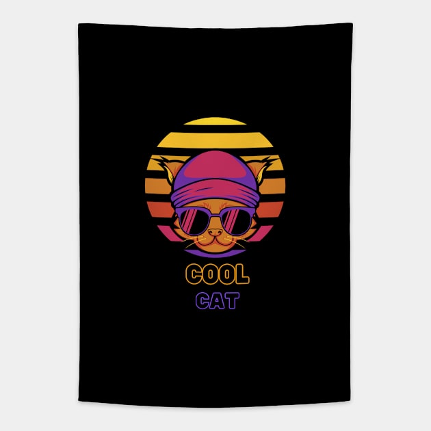 Cool cat with sun glasses and a cute beanie. Tapestry by PodX Designs 