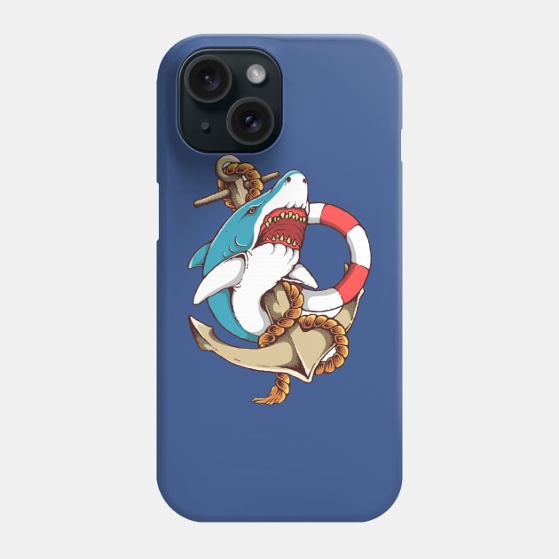 Shark and Anchor Phone Case by SpiceTree