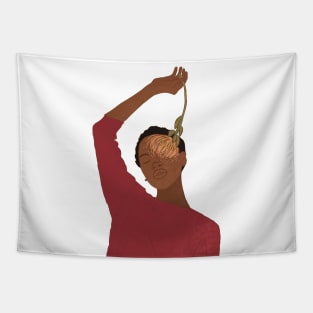 African american black woman minimal design Tapestry