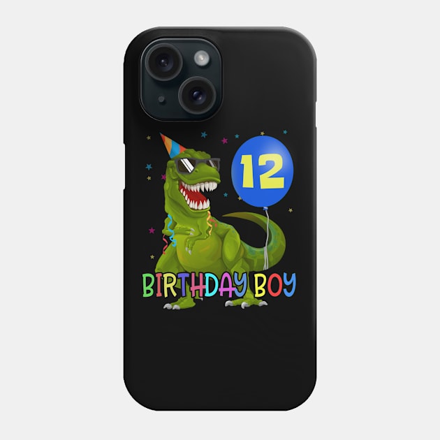 12 year old Boy Shirt T-Rex Dino Boy 12th birthday Party Phone Case by ELFEINHALB