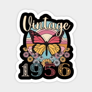 Floral Butterfly Retro Vintage 1956 67th Birthday Magnet