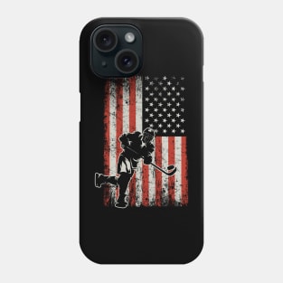 USA Flag Hockey Player Phone Case