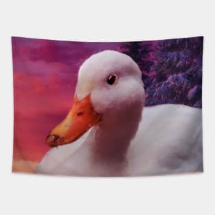 a white duck in the sky painting Tapestry