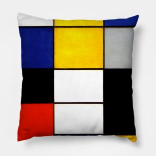 Piet Mondrian Fauvism Grunge Yellow Red and blue texture Post Impressionim Pillow