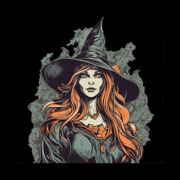 Gloomy beautiful witch / Wicca with red hair by Unelmoija