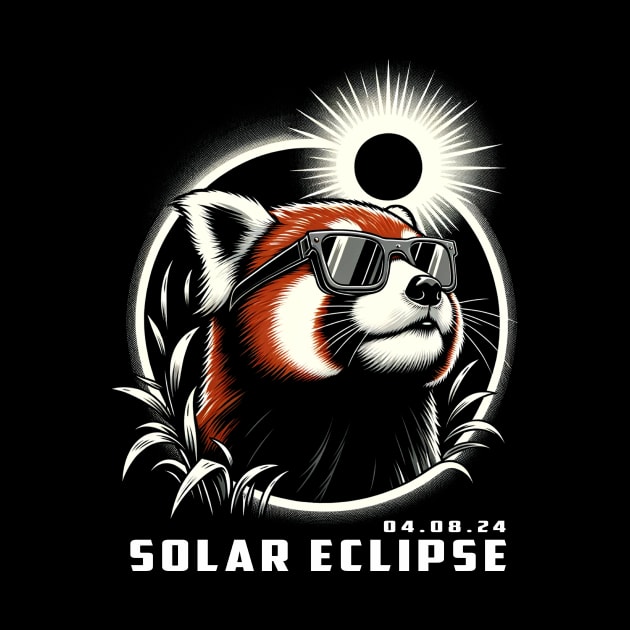 Solar Eclipse Red Pandas: Chic Tee with Playful Tree Climbers by ArtByJenX