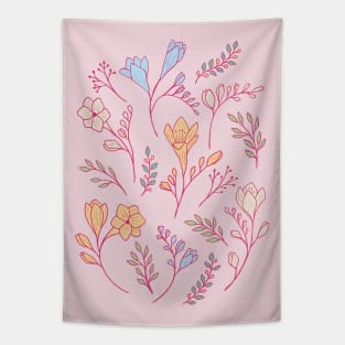 Cute delicate freesia flowers in pink Tapestry