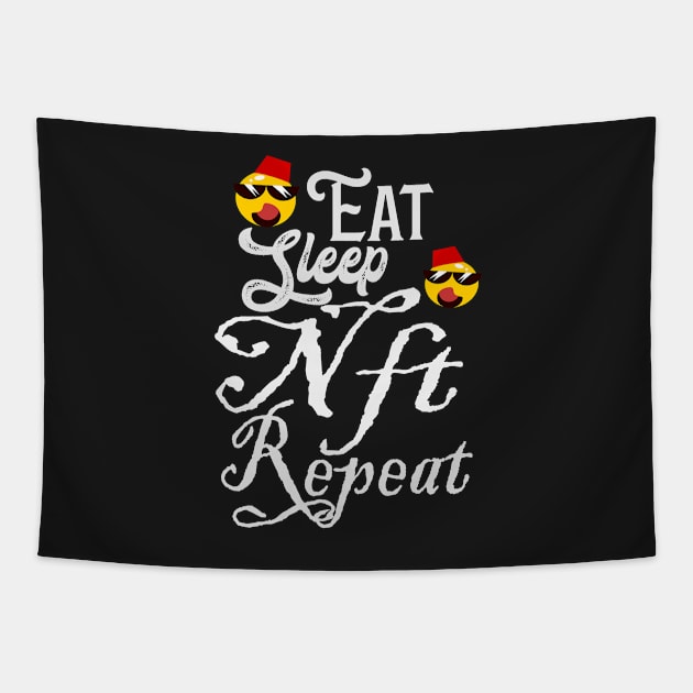 i love NFT ,Eat Sleep Nft Repeat Tapestry by jaml-12