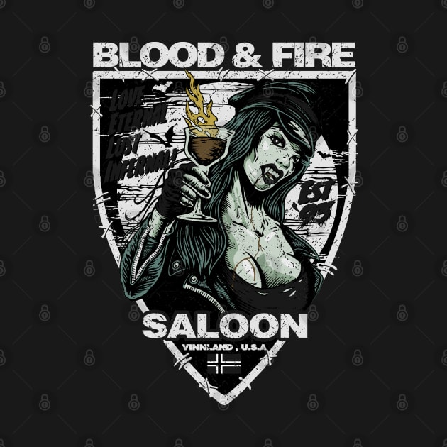 "BLOOD & FIRE SALOON" GREEN by joeyjamesartworx