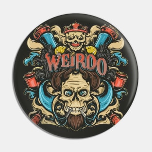 Weirdo | Creepy Letters Typography with Devilish Skull Pin