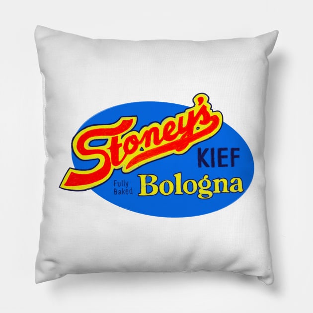 Stoney's Bologna - Fully Baked! Oval Logo Pillow by okaybutwhatif