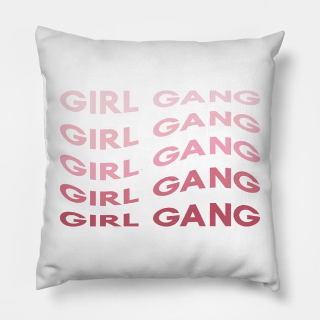 Girl Gang Pink Wavy Ombre Sans Serif Pillow by Asilynn