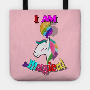 unicorn 6th birthday: I am 6 and magical Tote