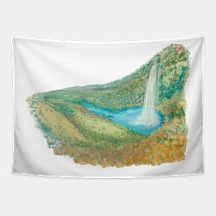 Emerald colored waterfall Tapestry