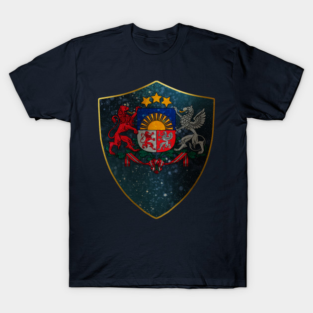 Discover Latvia Coat of Arms and Starry Nights Shield - Latvia - T-Shirt