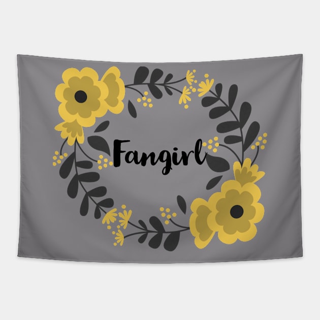 Fangirl Floral Yellow Tapestry by templeofgeek