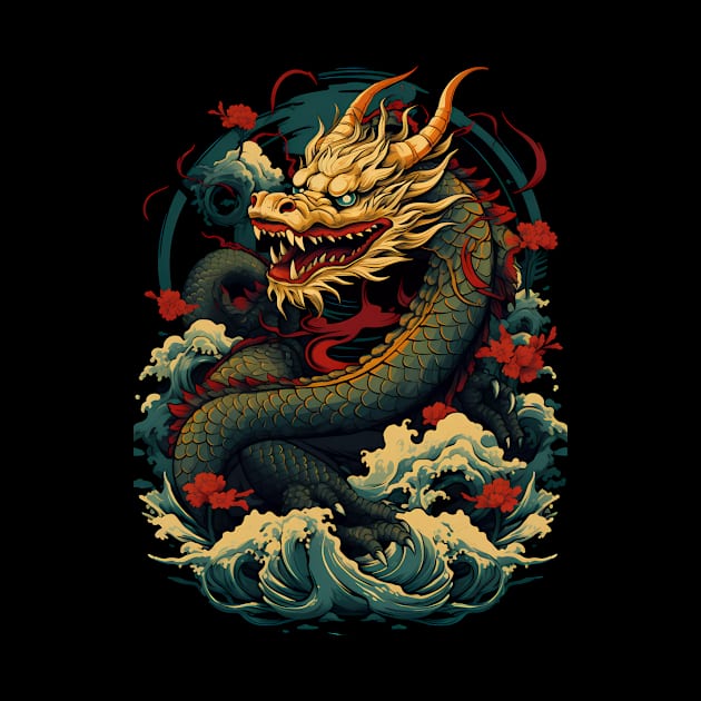 Ukiyo-e dragon waves by letnothingstopyou