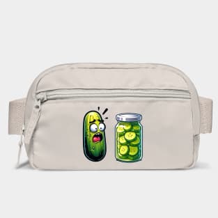 Horrified Cucumber Sees Jar of Sliced Pickles funny design Bag