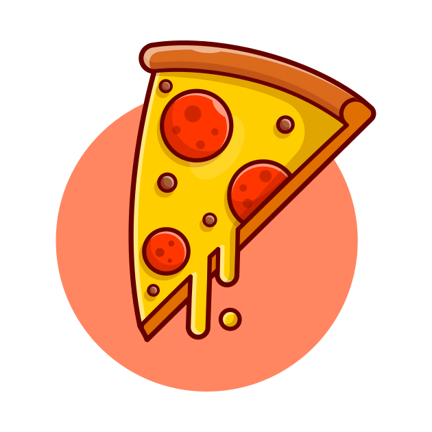 Pizza Melted Cartoon Vector Icon Illustration by Catalyst Labs