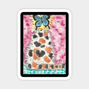 Calico kitten  art butterfly Magnet