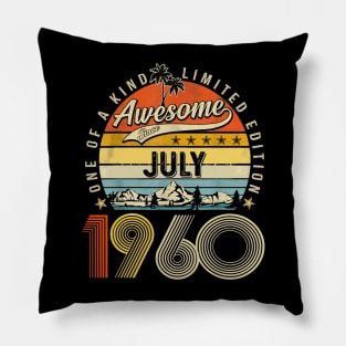 Awesome Since July 1960 Vintage 63rd Birthday Pillow