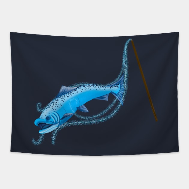 Magical Familiar Salmon Tapestry by KataMartArt