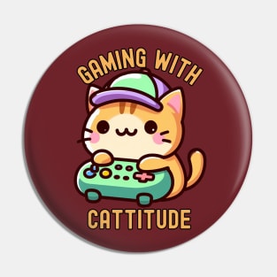 Gamer cat playing Video games Pin