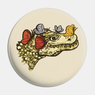 Croc and Butterflies Pin