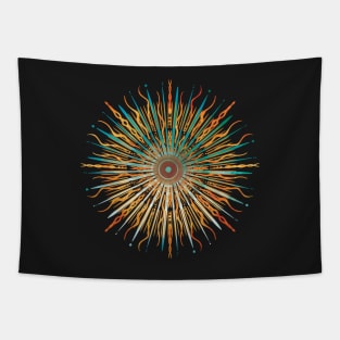 Fire and Ice Sun Mandala - Stained Glass Geometry #7 Tapestry