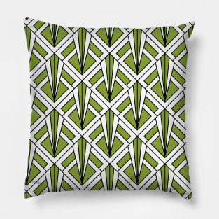 Art Deco Pattern no 87 - Green - Geometric Pattern Pillow