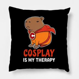 Cosplay is my therapy cartoon Capybara Superhero Pillow