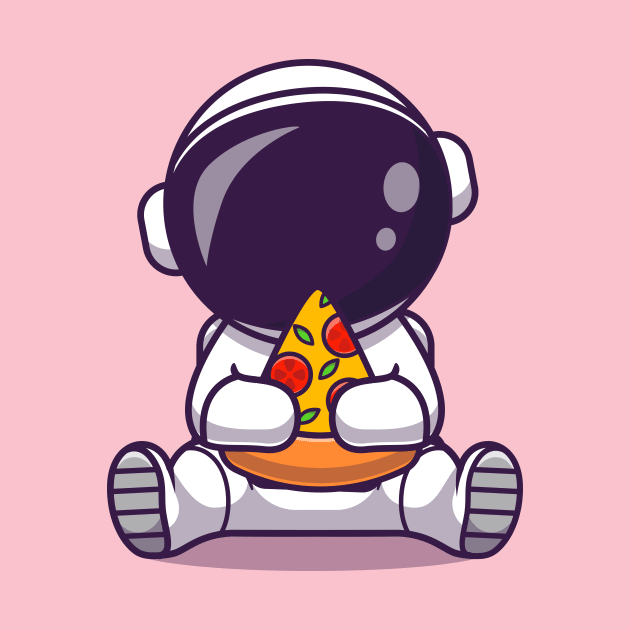 Cute Astronaut Eating Pizza Cartoon by Catalyst Labs