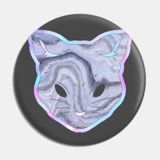 Geode prismatic iridescent gemstone cat Pin